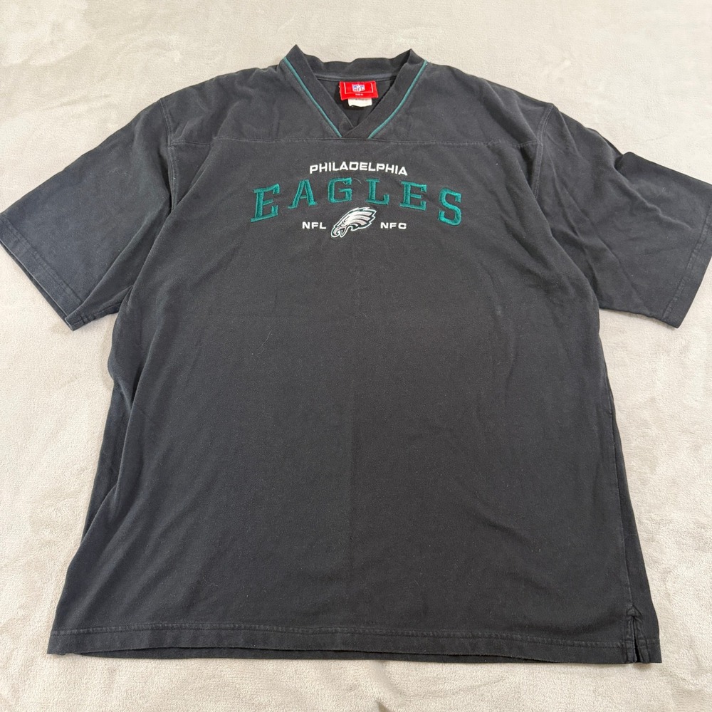 Vintage Philadelphia Eagles NFL Shirt Mens XL Black V-Neck Embroidered Y2K 2000s
